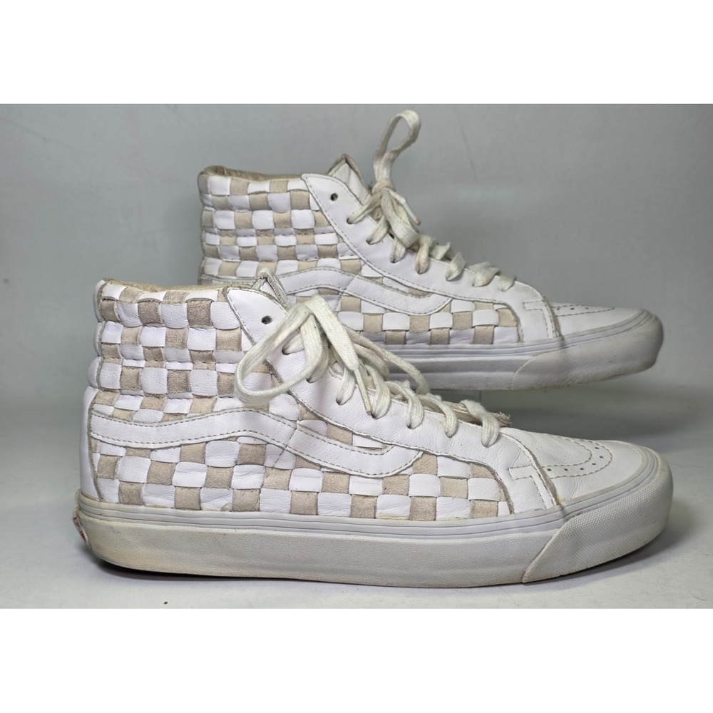 Vans OG Sk8-Hi LX 50th Anniversary Mens 9.5 Womens 11 Woven Leather Checkerboard